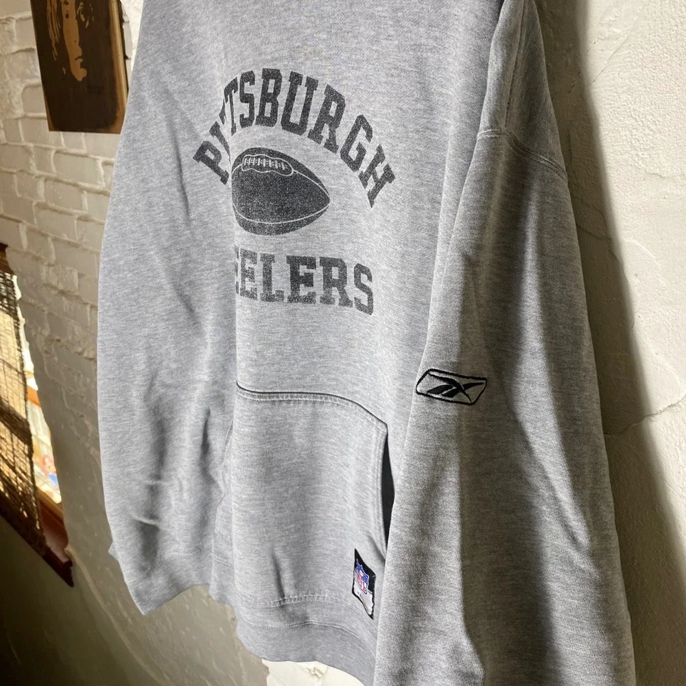 Reebok On Field NFL Pittsburgh Steelers Hoodie Mens‎ 2XL Gray 2000s